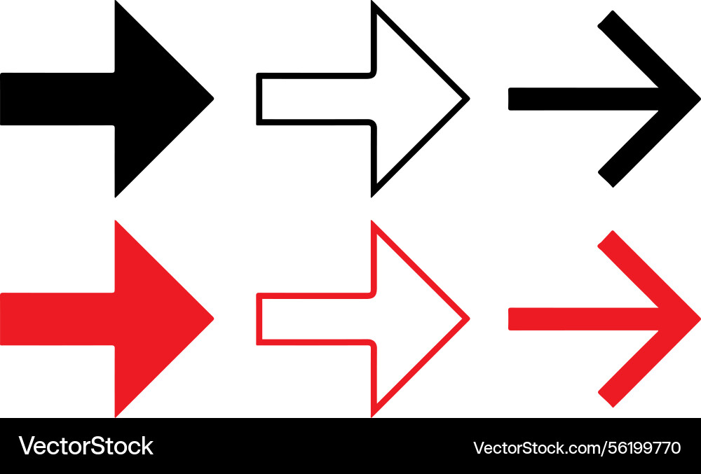 Arrow icon variations for navigation symbol Vector Image