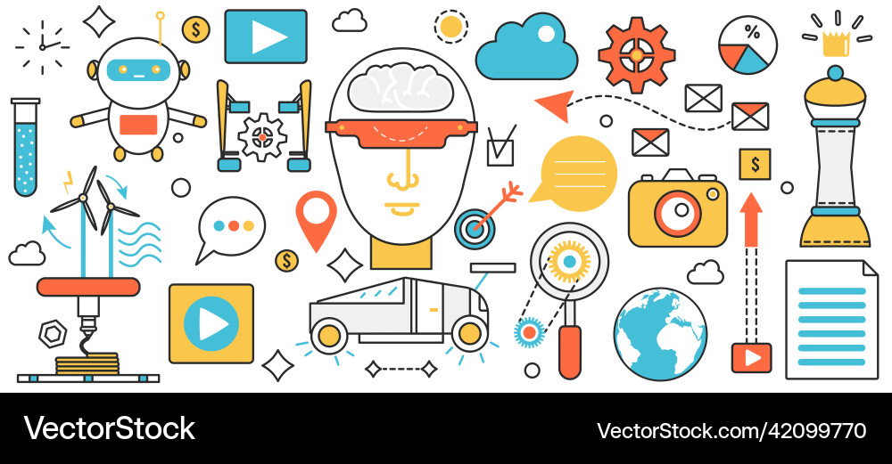 Automation future smart technology robot ai Automation future smart technology robot ai Vector Image