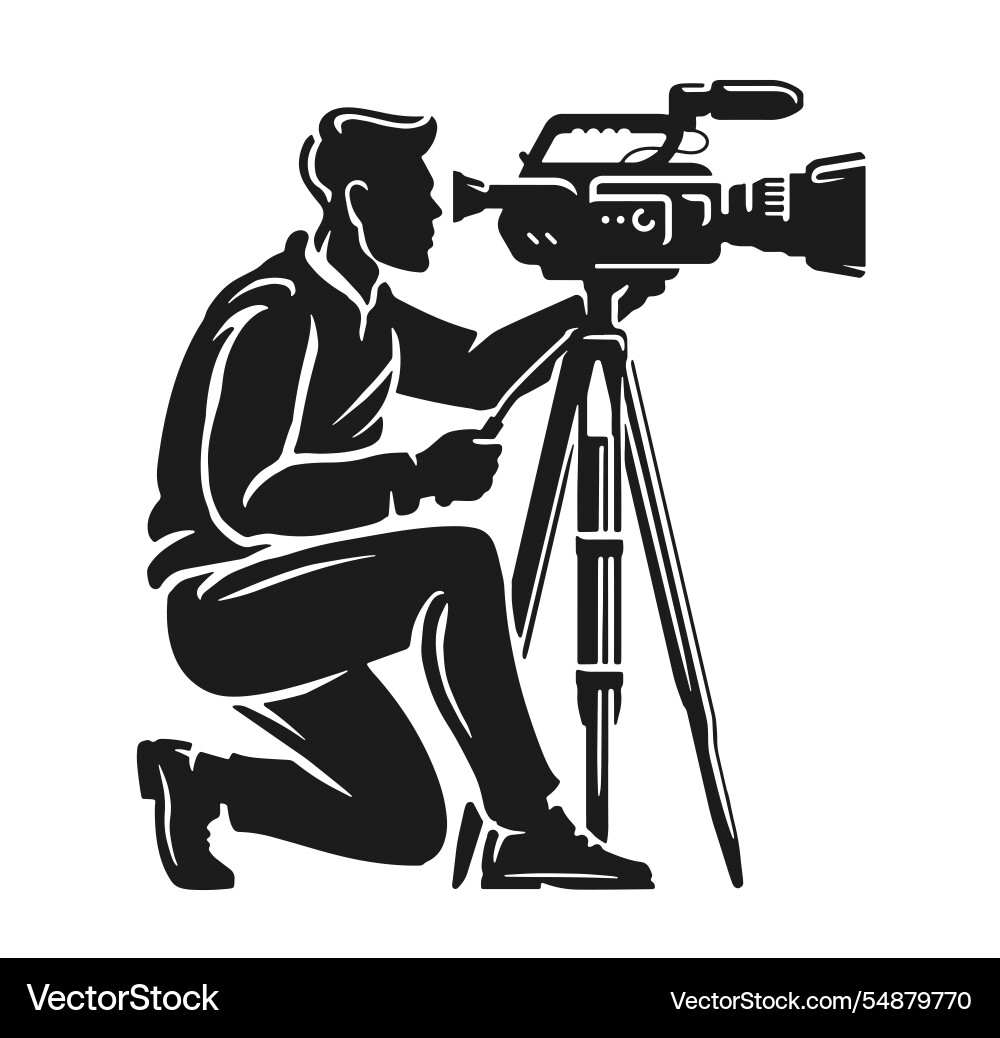 Cameraman working with professional camera Cameraman working with professional camera vector image