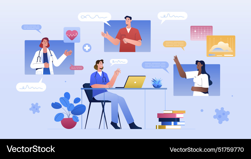 Medizinische wissenschaftliche Online-Konferenz oder Arzt Medizinische wissenschaftliche Online-Konferenz oder Arzt vektorbild