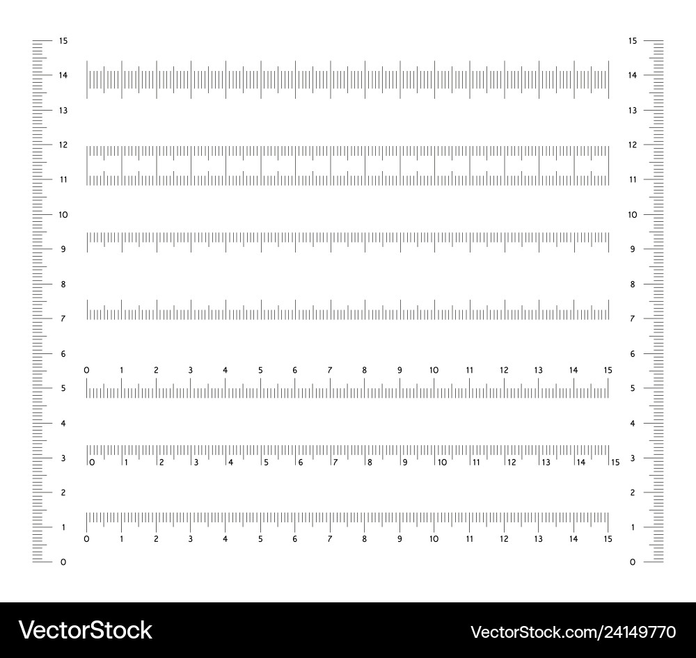 Set measuring scales for school ruler vector image