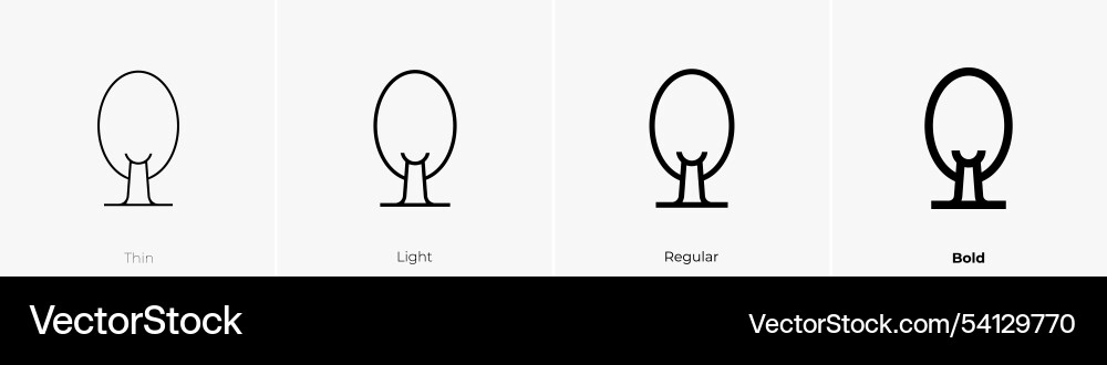 Tree icon thin light regular and bold style Tree icon thin light regular and bold style vector image
