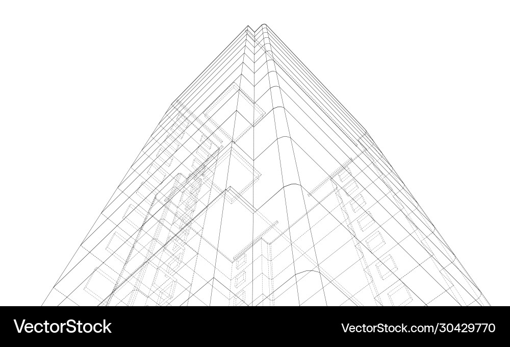 Wire-frame model a multi-storey building Vector Image