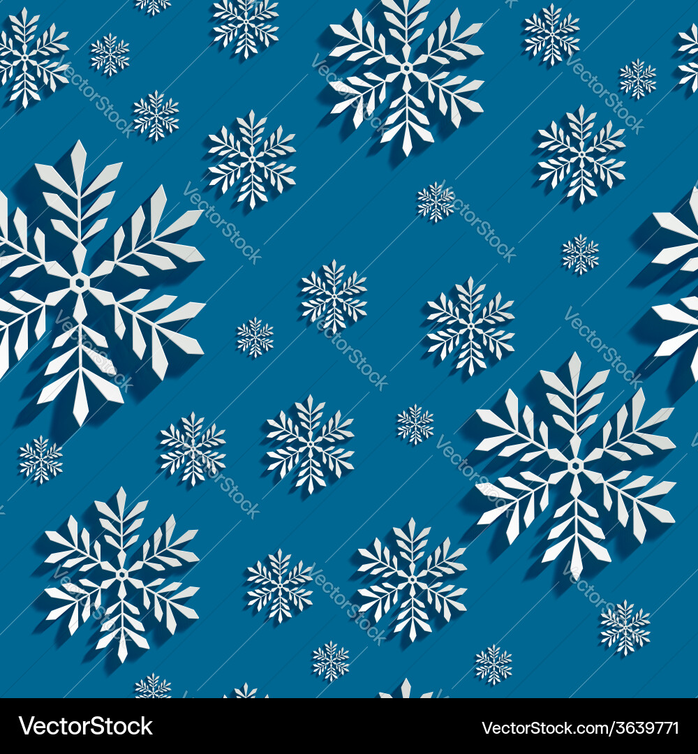 Abstract 3d seamless pattern with snowflakes vector image