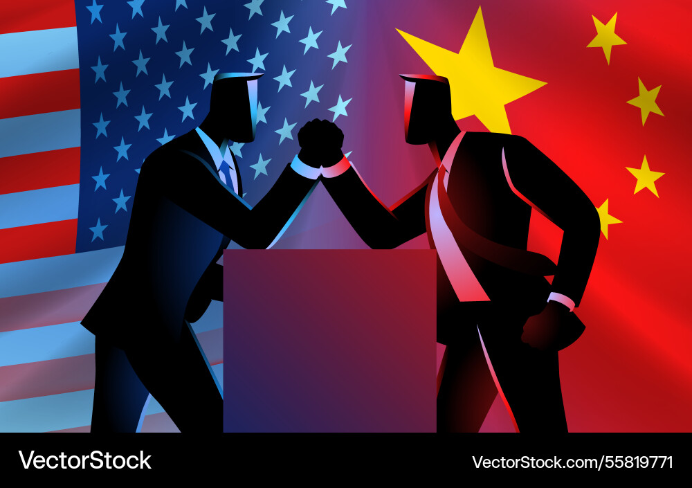 Businessman blue red silhouette hand wrestling us Businessman blue red silhouette hand wrestling us vector image