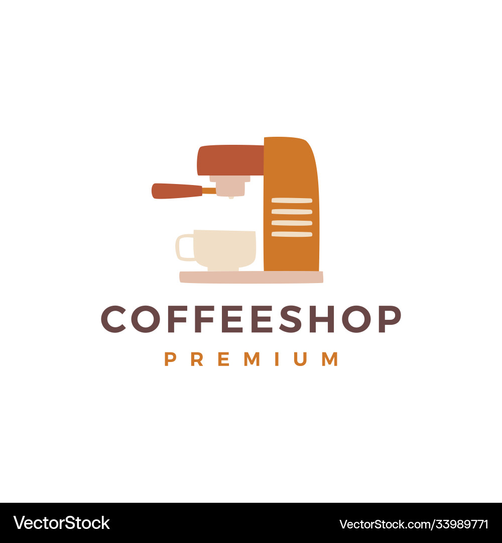Coffee maker machine shop logo icon Coffee maker machine shop logo icon vector image