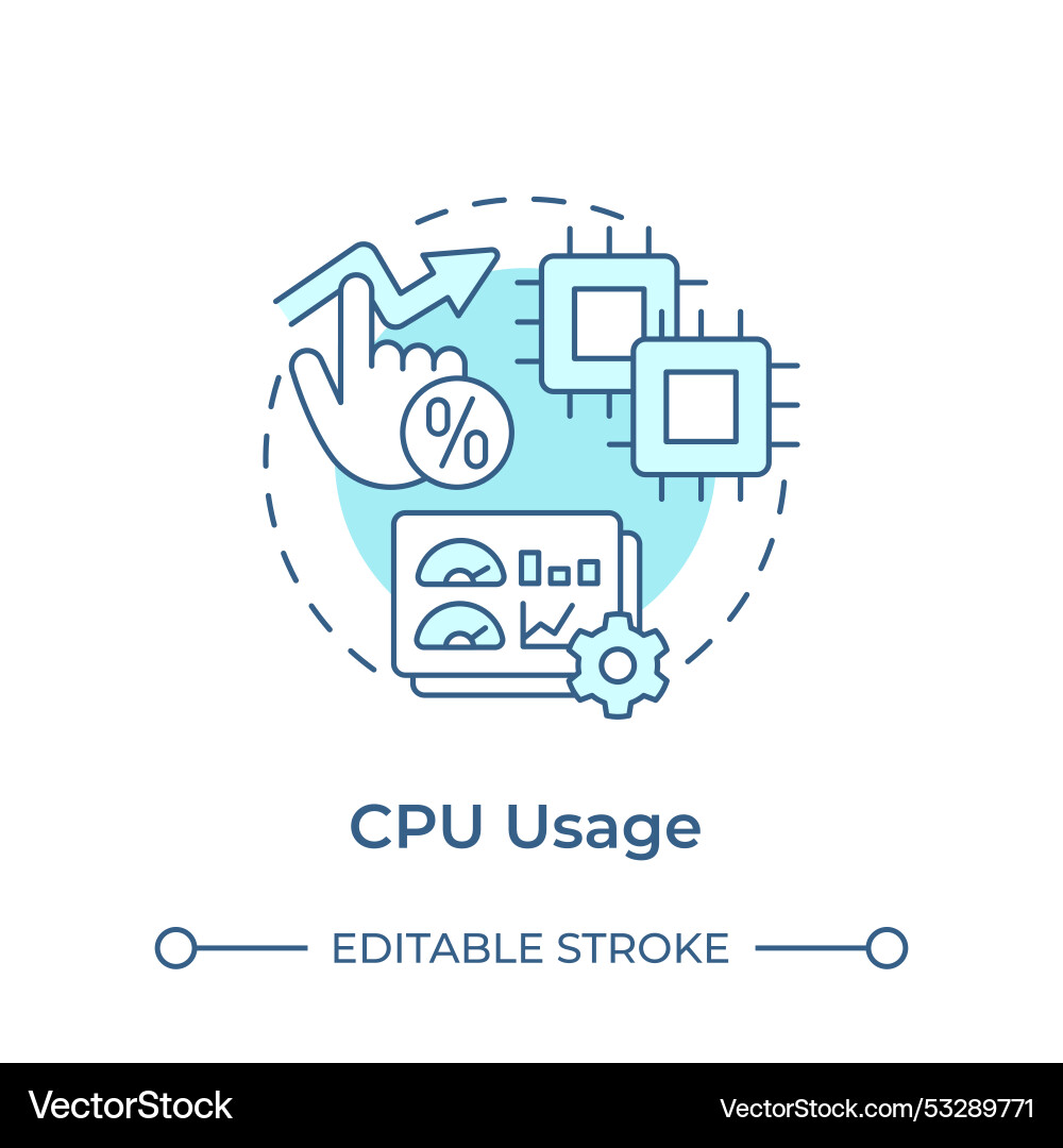 Cpu usage soft blue concept icon Cpu usage soft blue concept icon Vector Image