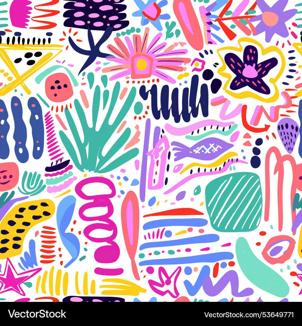 Fun seamless pattern with chaotic colorful Fun seamless pattern with chaotic colorful Vector Image