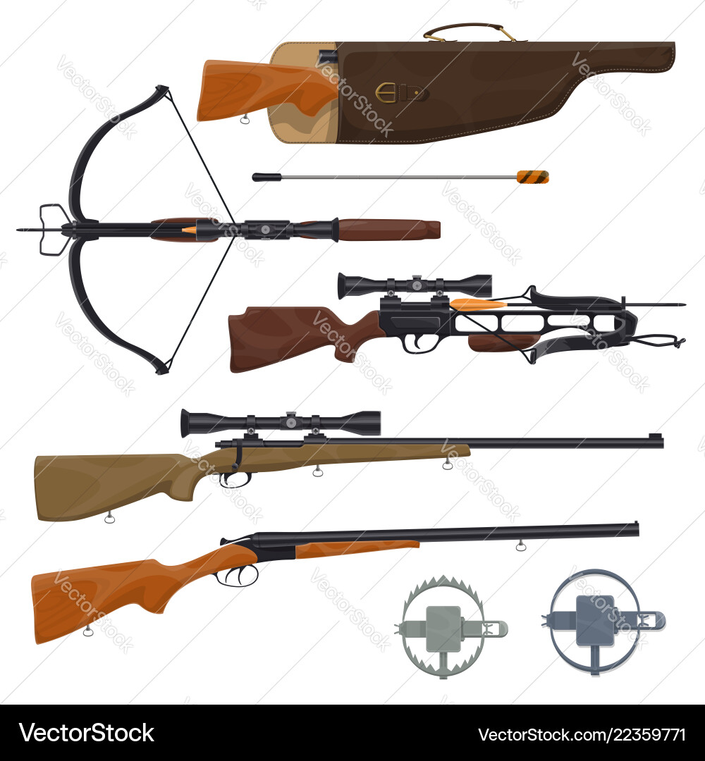 Hunting Guns and Equipment Royalty Free Vector Image