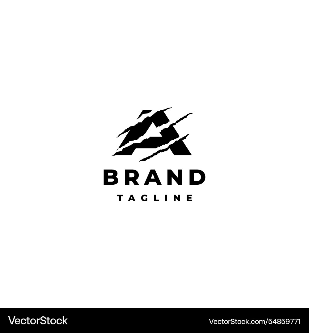 Letter a torn by wild animal claws logo design Letter a torn by wild animal claws logo design vector image