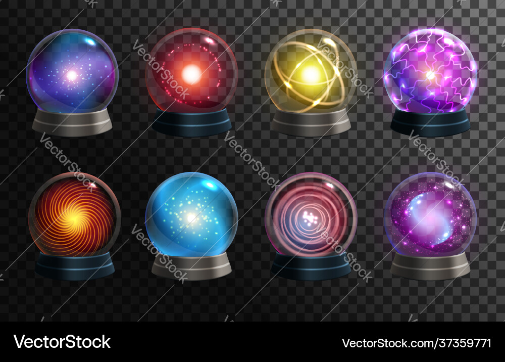 Magic crystal balls on transparent background Magic crystal balls on transparent background vector image