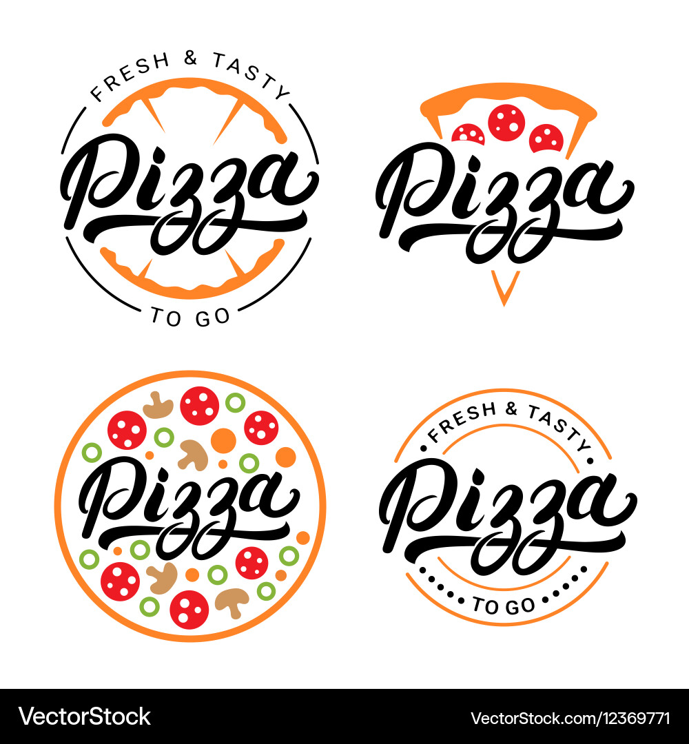 Pizza Lettering Logo Set Vector Image