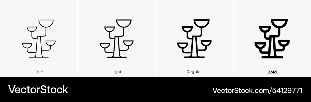 Tree icon thin light regular and bold style Tree icon thin light regular and bold style vector image