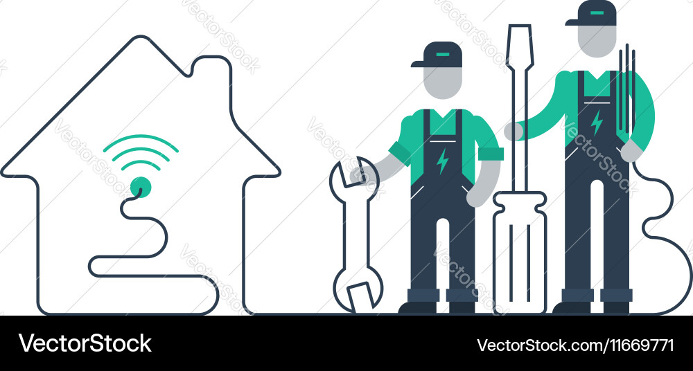 Workers with tools and in uniform vector image