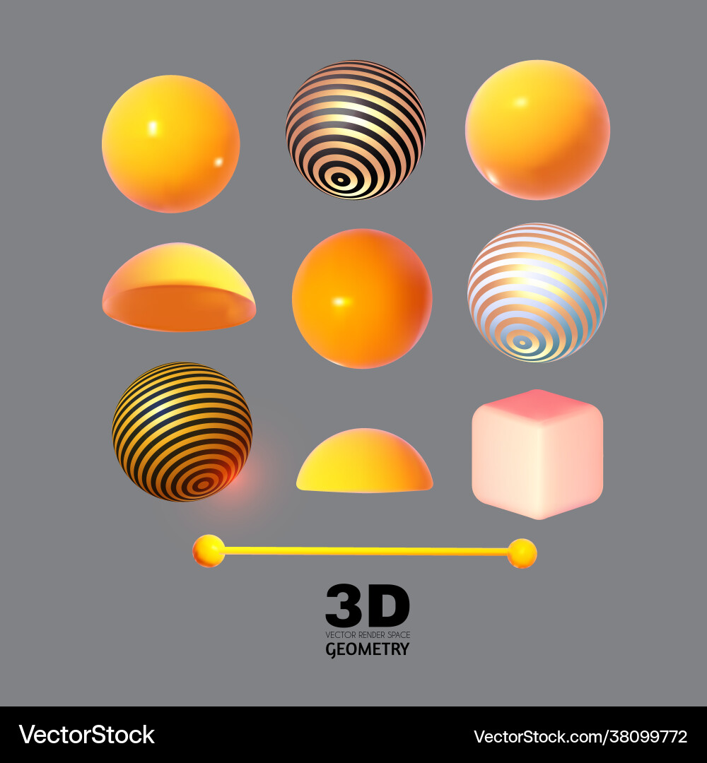 Abstract 3d geometric elements render set Abstract 3d geometric elements render set vector image