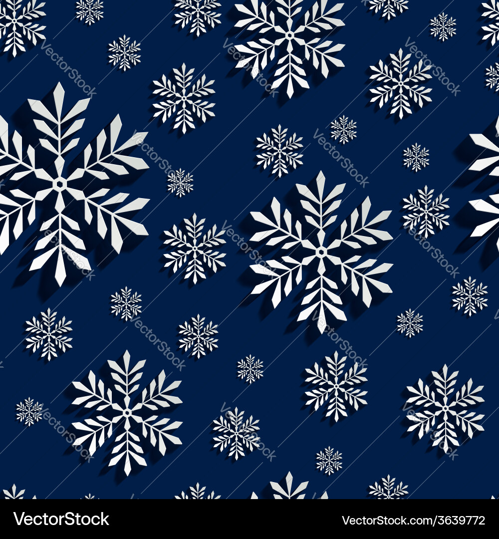 Abstract 3d seamless pattern with snowflakes vector image