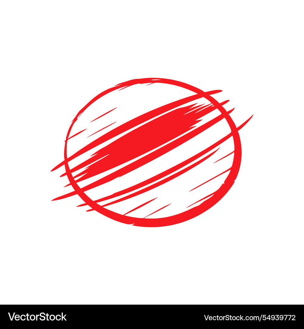 Circle ellipse lines red marker isolated flat Circle ellipse lines red marker isolated flat vector image