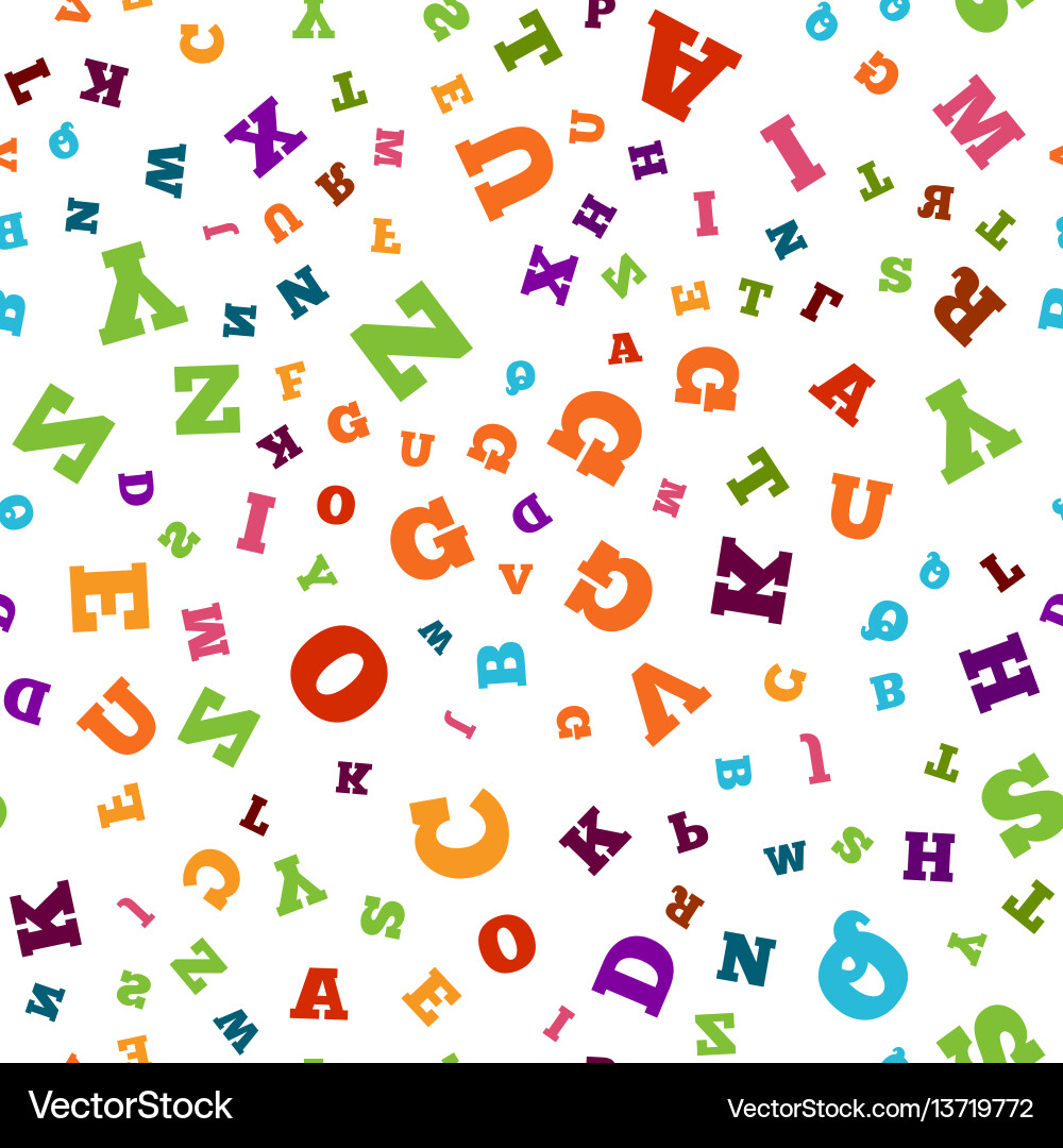 Colorful letter seamless pattern on white Colorful letter seamless pattern on white vector image