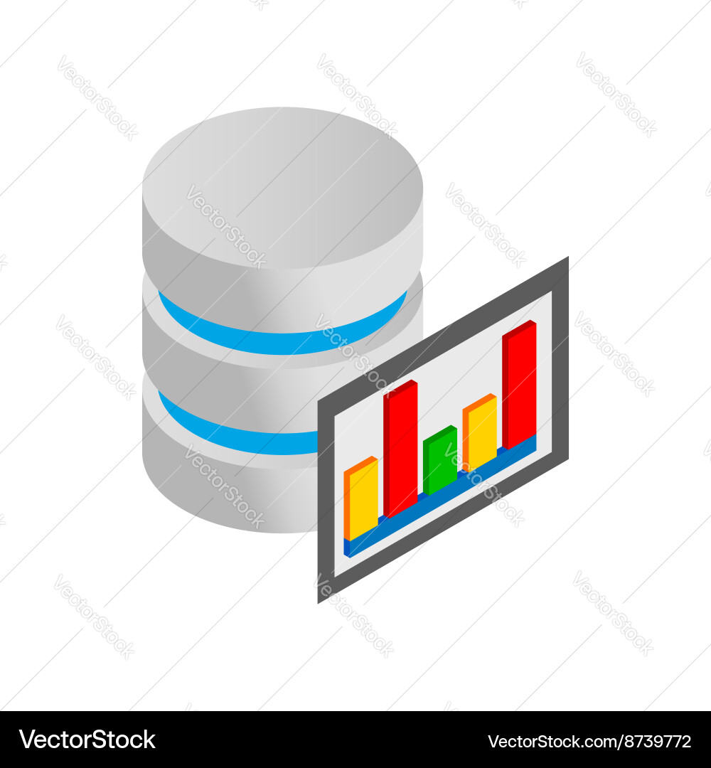 Database and computer monitor with chart icon Vector Image