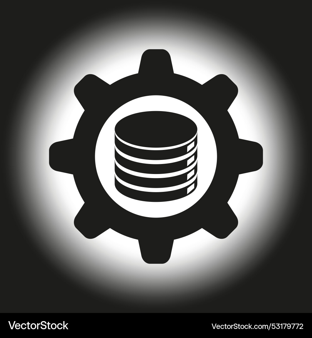 Database gear technology data icon server eps 10 Database gear technology data icon server eps 10 vector image