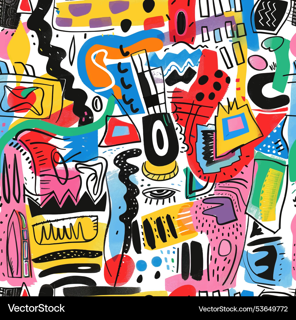 Fun seamless pattern with chaotic colorful Fun seamless pattern with chaotic colorful vector image