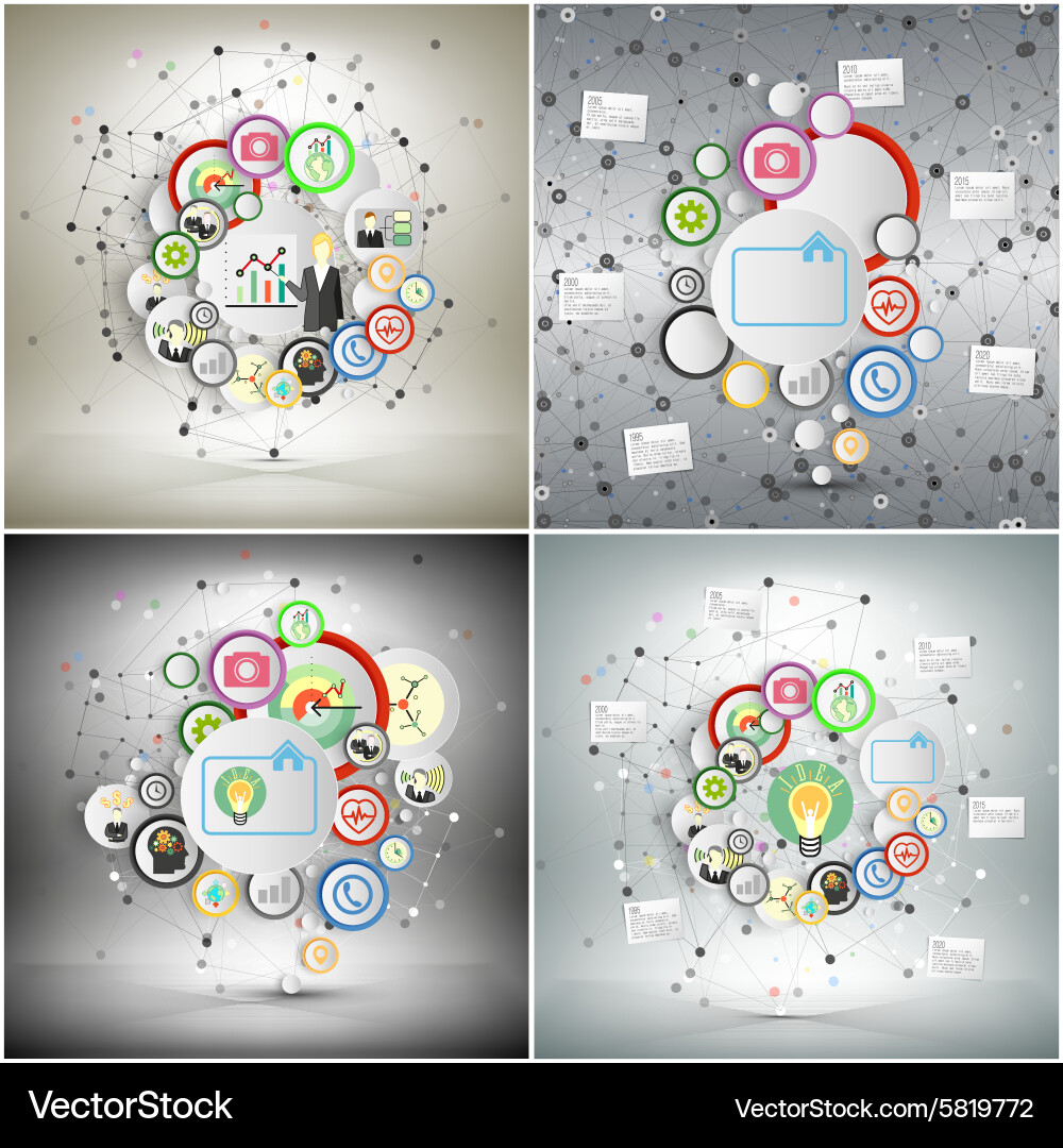 Infographic networks set with icons for business Vector Image