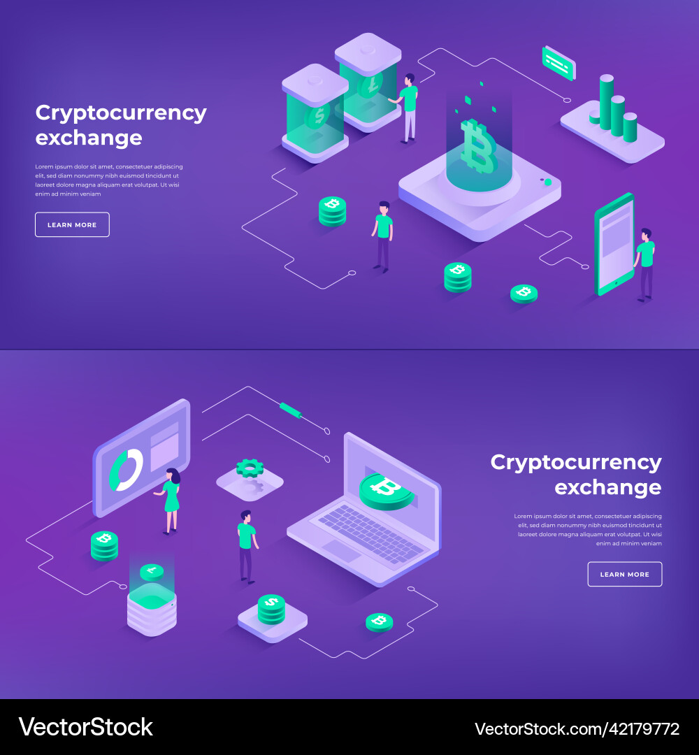 Purple neon cryptocurrency exchange landing page – Royalty-Free Vector |  VectorStock