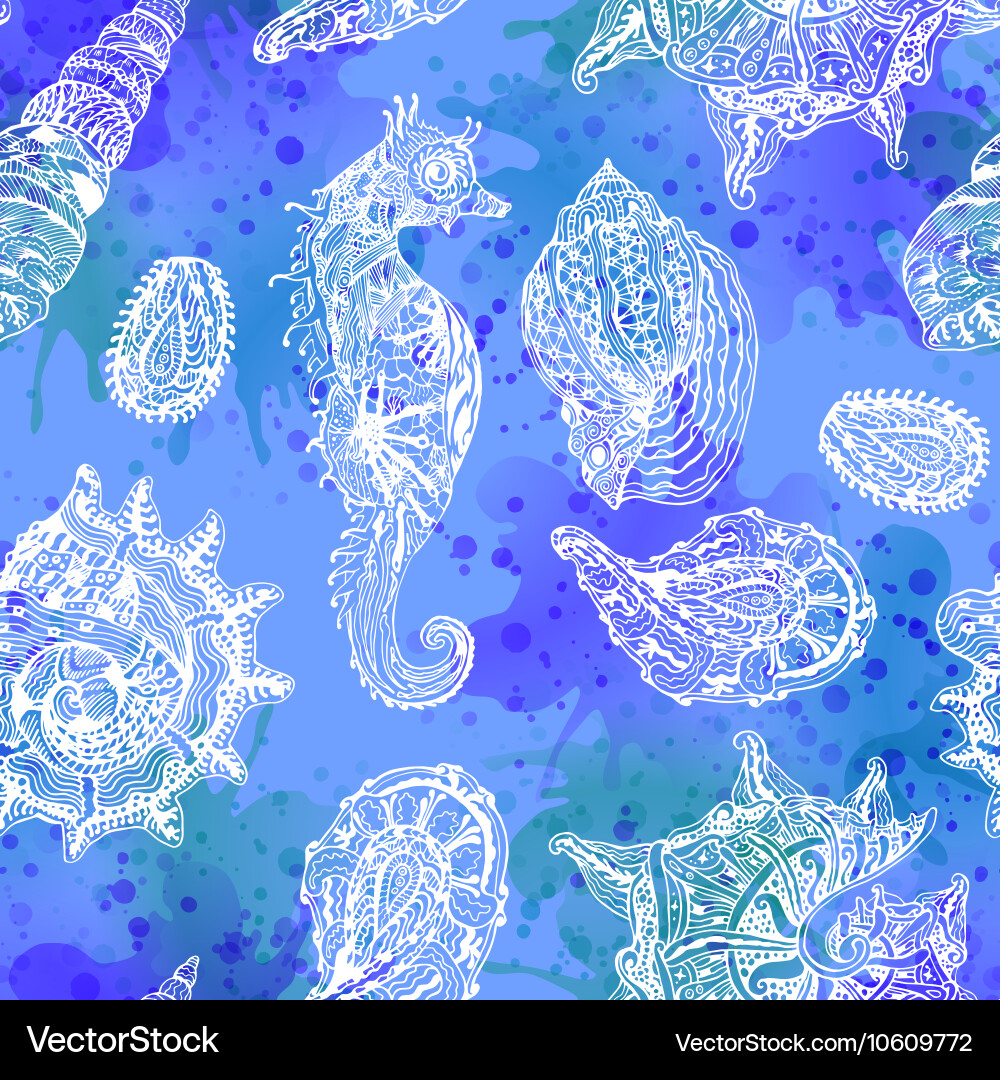 Seamless pattern with abstract shells vector image