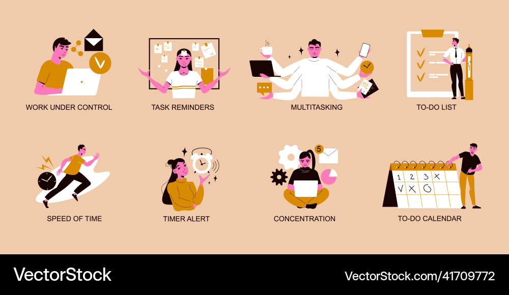 Task time management compositions Task time management compositions Vector Image