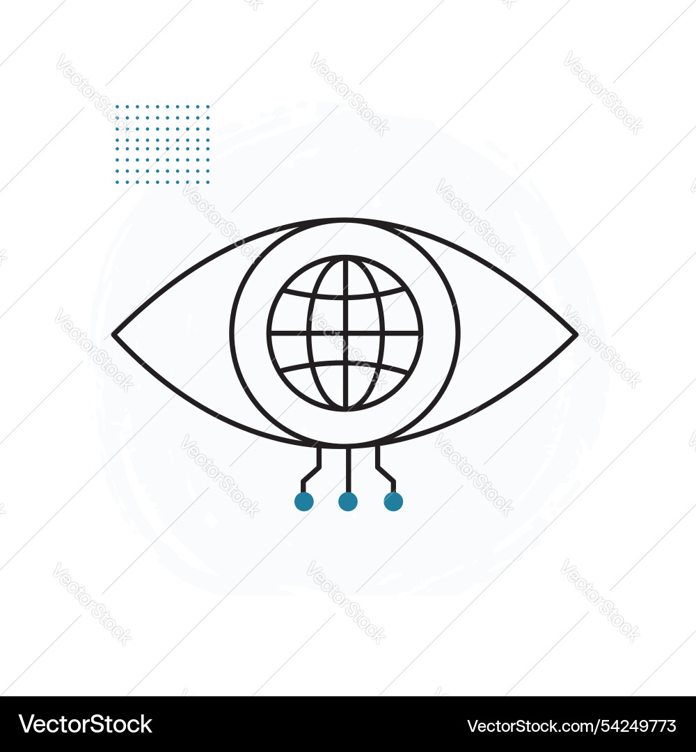 Ai-driven global eye for visual recognition icon vector image