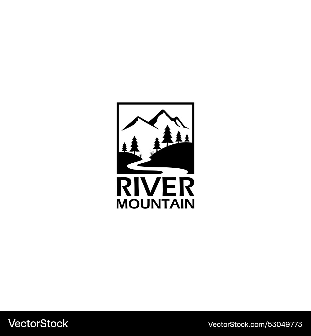 Berglandschaft Gipfel Fluss creek logo Berglandschaft Gipfel Fluss creek logo vektorbild