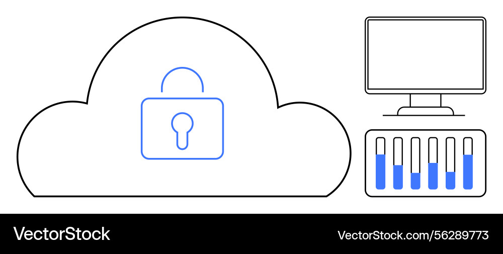 Cloud security concept with lock data graphs Cloud security concept with lock data graphs Vector Image