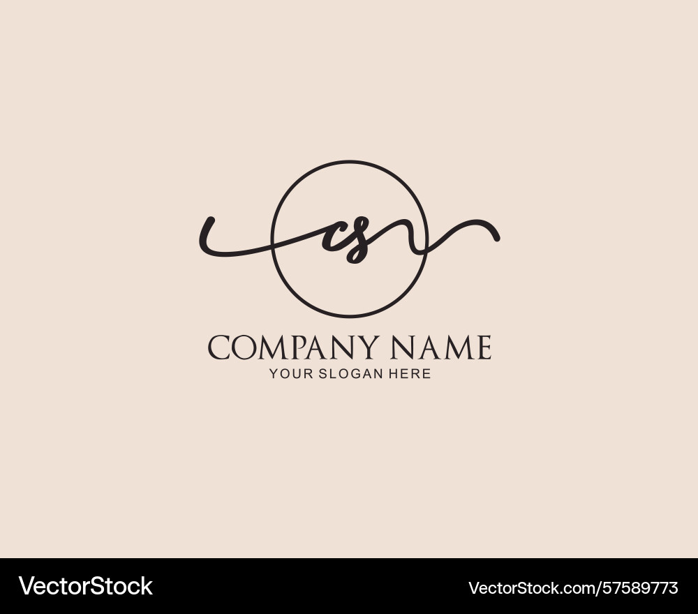 Cs initial handwriting logo design collection Vector Image