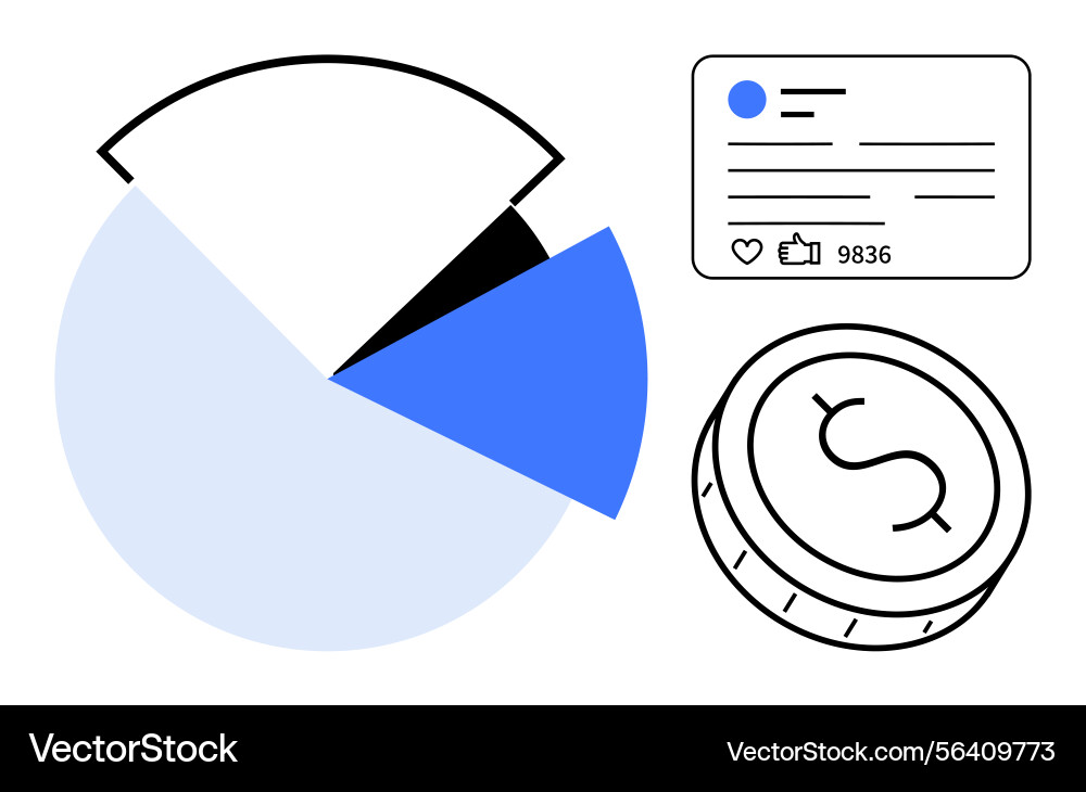 Data visualization with pie chart social media Data visualization with pie chart social media vector image