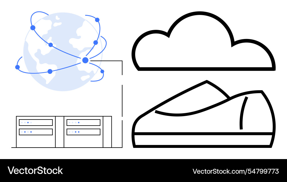 Global network connectivity with cloud storage Global network connectivity with cloud storage vector image