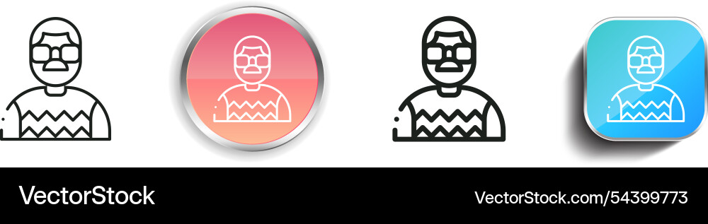 Grandfather icon thin linear regular and button Grandfather icon thin linear regular and button vector image