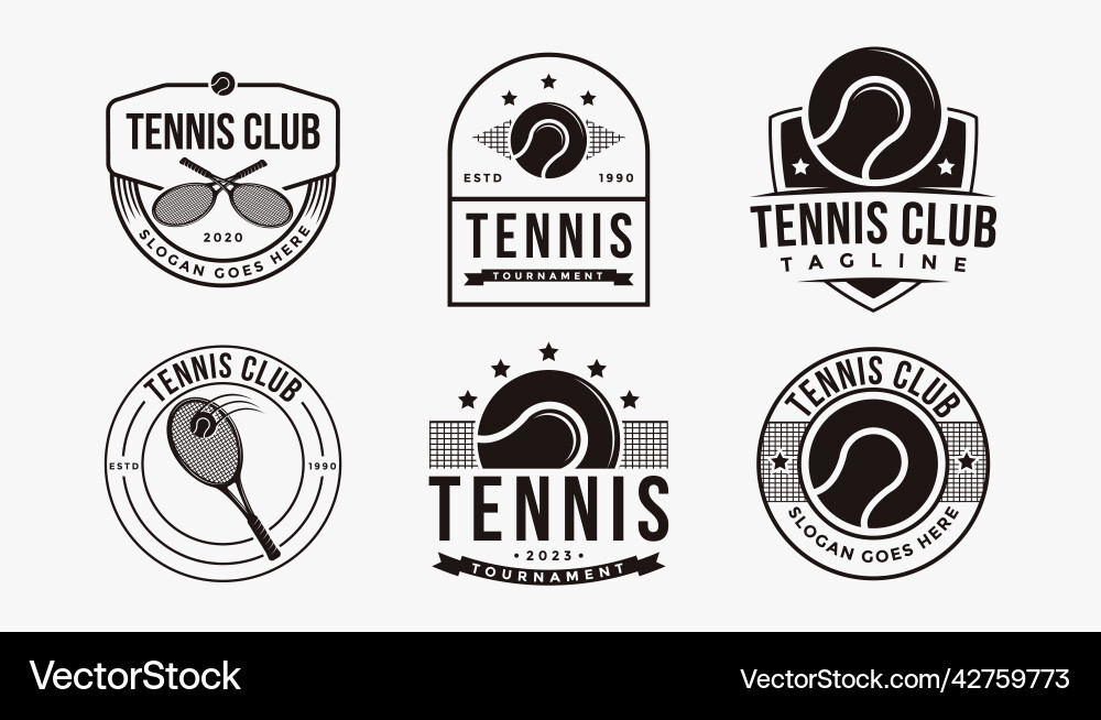 Tennis Club Badge & Emblem Set Vector Image