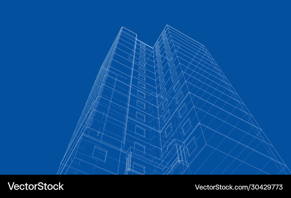 Wire-frame model a multi-storey building Wire-frame model a multi-storey building Vector Image