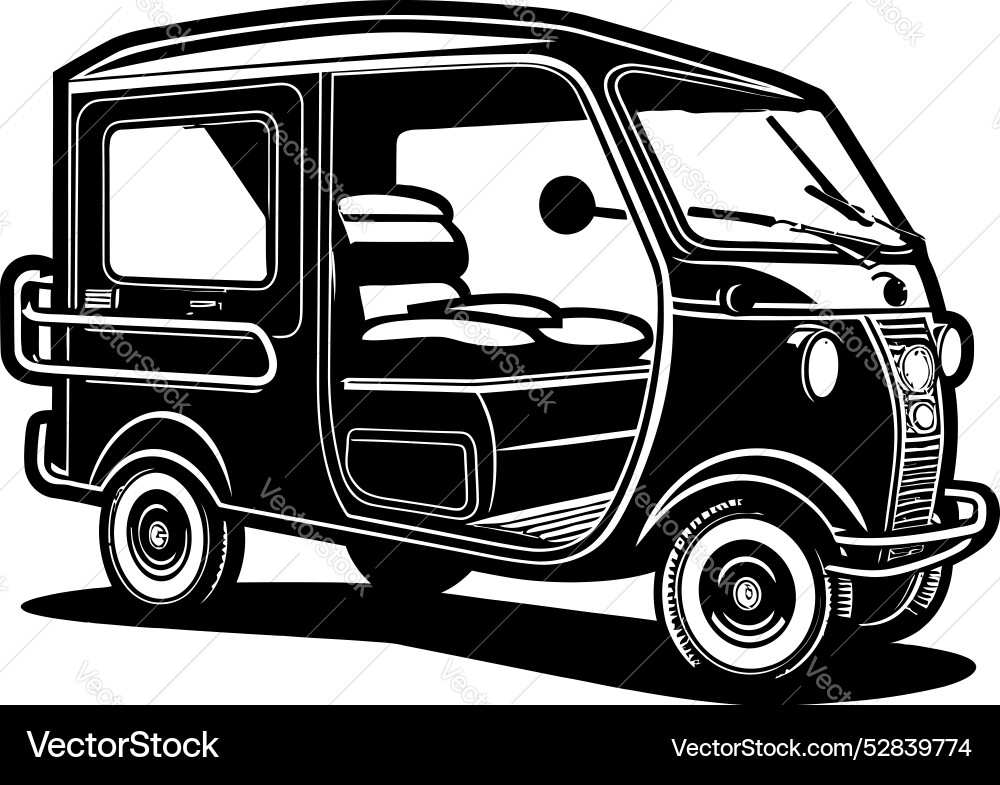 Cityscape commuters rickshaw logo icon downtown Vector Image