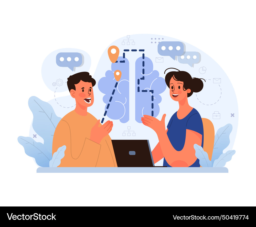 Collaborative brainstorming session on digital Vector Image