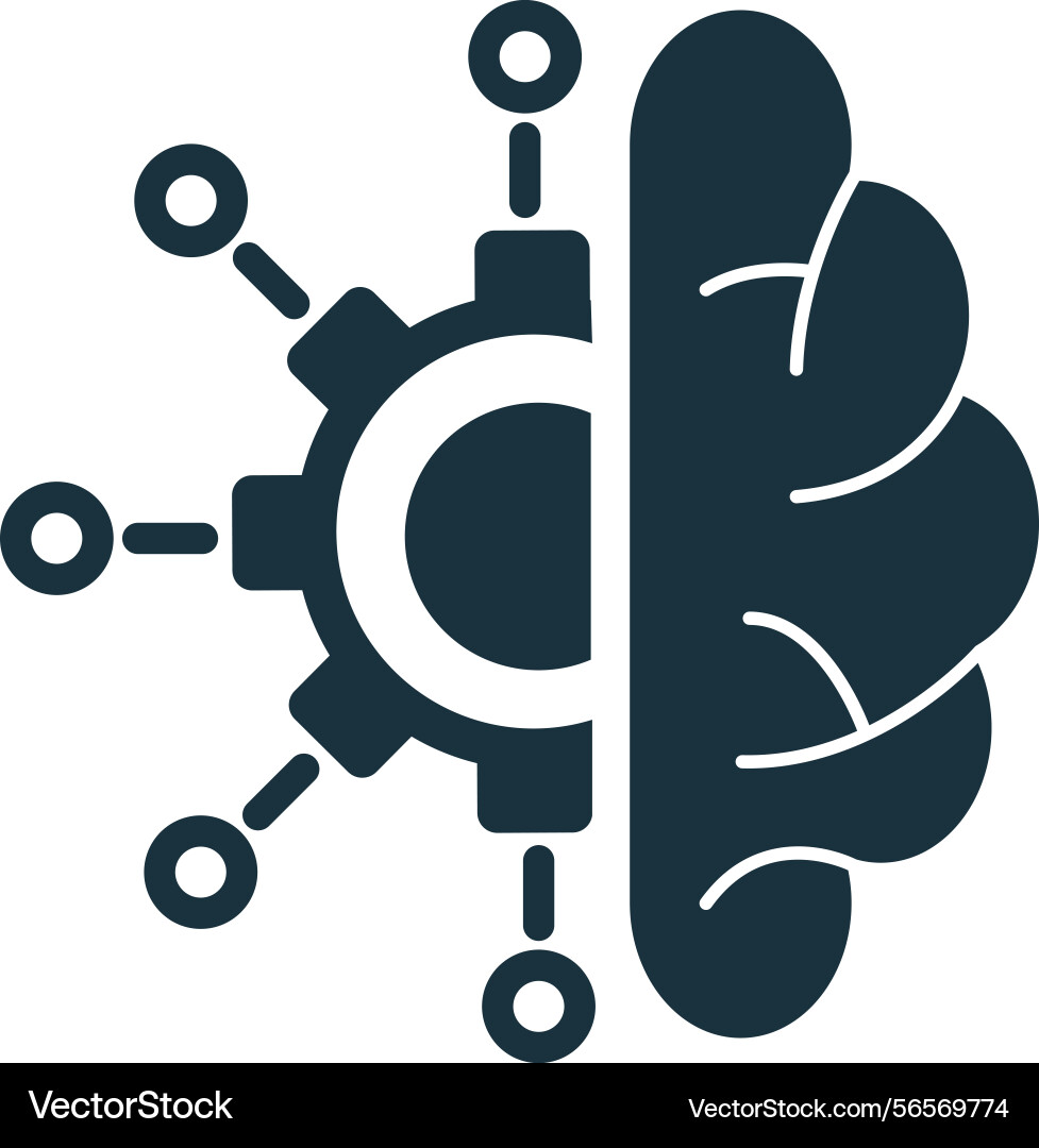 Gear and brain connecting representing artificial Gear and brain connecting representing artificial vector image