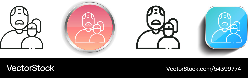 Grandfather icon thin linear regular and button Vector Image