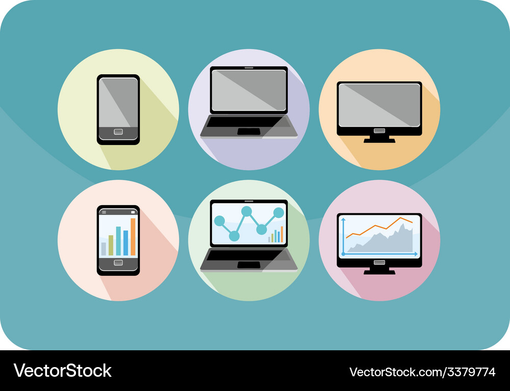 Set of display laptop computer smartphone Vector Image