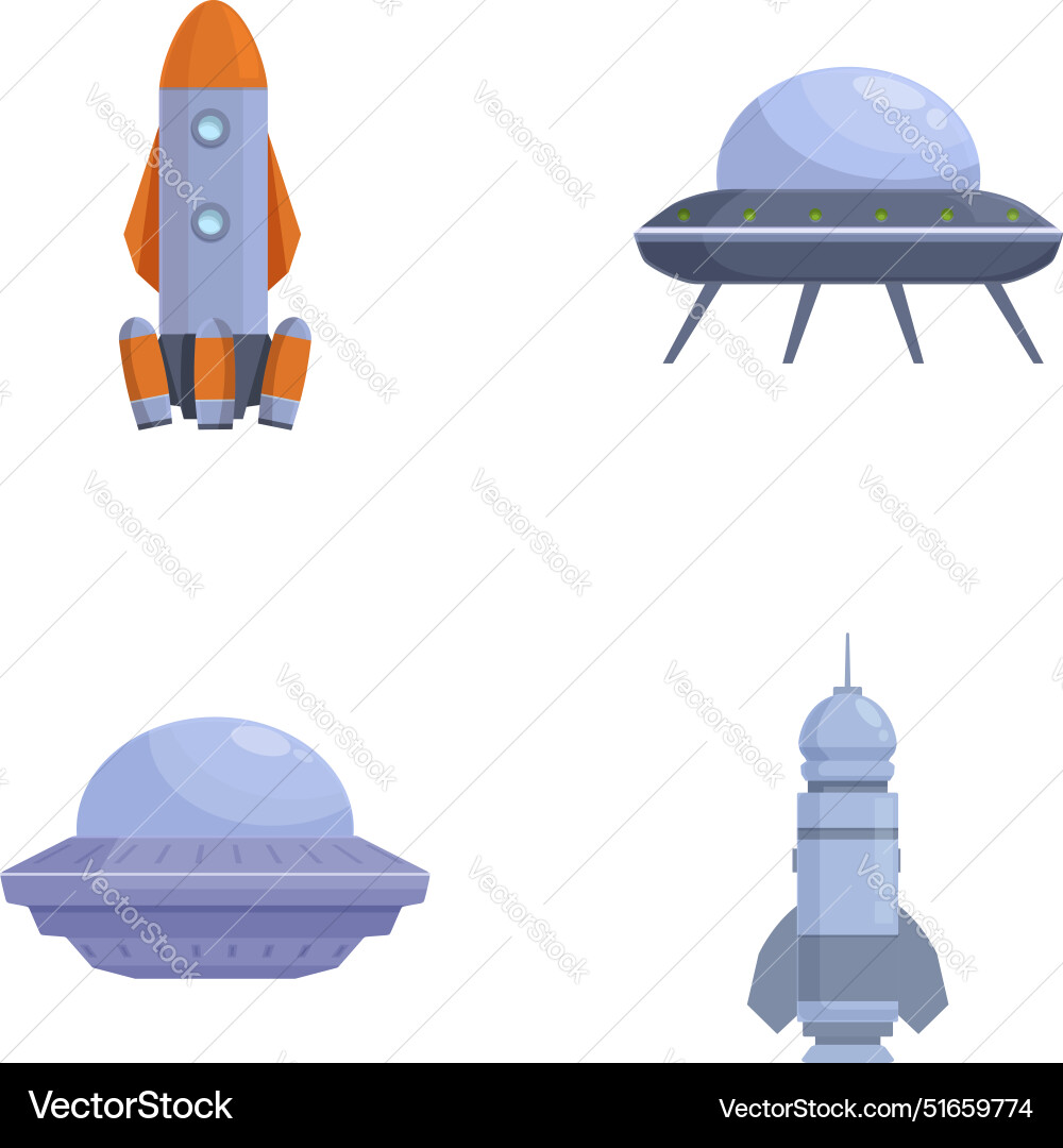 Set of various types spacecraft Vector Image