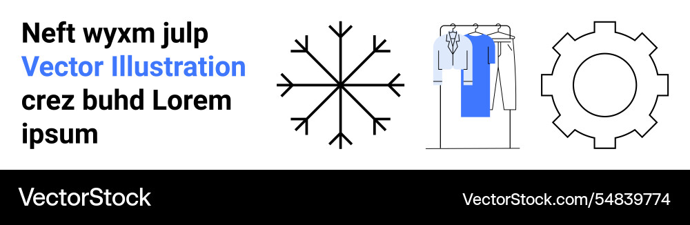 Text in various fonts with icons of snowflake Text in various fonts with icons of snowflake Vector Image