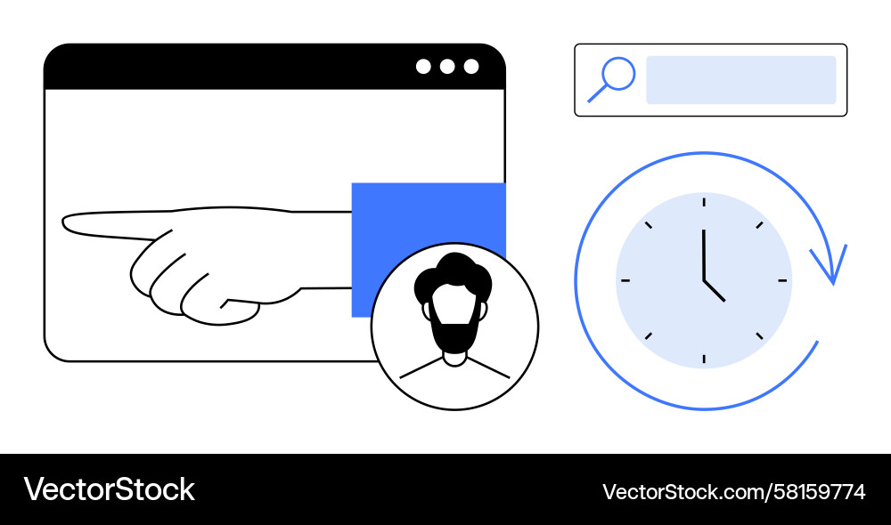 User Navigation & Time Control Vector Image