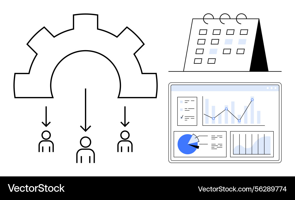 Workflow delegation with analytics dashboard Vector Image