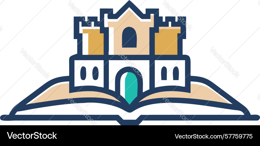 Castle with open book for storytelling design Vector Image