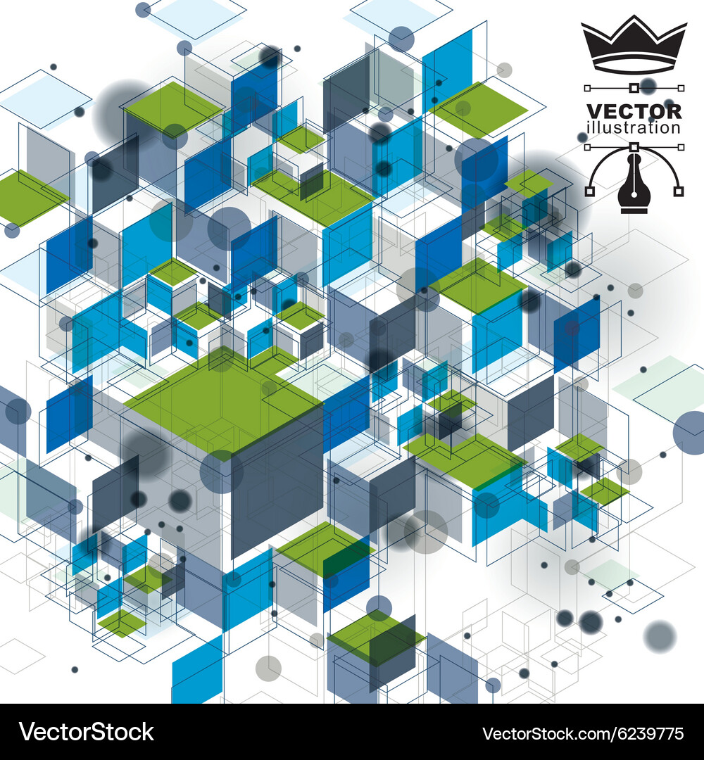 Complex 3D Spatial Network Vector Image
