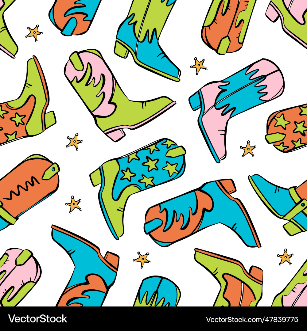 Cowboy boots print wild western seamless pattern Cowboy boots print wild western seamless pattern vector image